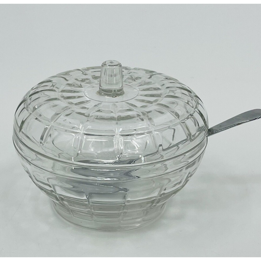 Vintage Borgonovo Glass Candy Dish Sugar Bowl Trinket Dish With Lid Italy